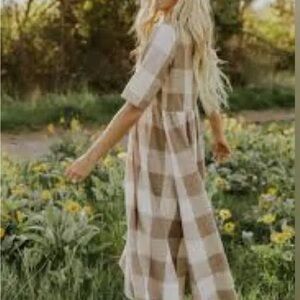 Roolee plaid dress - tan